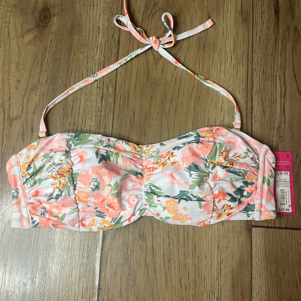 Xhiliration Floral Bikini Top Size L